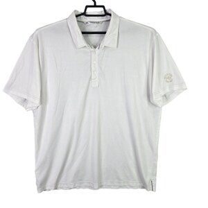 Mens Travis Mathews White Golf Polo Shirt Short Sleeve Cotton Blend Size 3XL